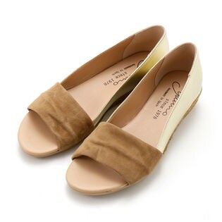 ガイモ gaimo 靴 パンプス 38 スエード×麻 グリーン レディース ウェッジソール ガイモ gaimo ウェッジソールパンプス （グレージュ） -靴