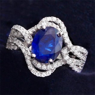 GE 【鑑別書付】サファイア3ctプリンセスデザインリング 9号