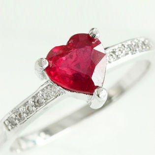 GE 【鑑別書付】天然ルビー1ctハートエレガントリング 9号を税込・送料