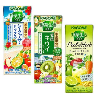 野菜生活100 シークヮーサーミックス 195ml 愛媛キウイミックス 195ml Peel Herb ライム ミントミックス0mlを税込 送料込でお試し サンプル百貨店 カゴメ株式会社