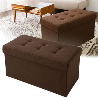 【ブラウン】デザイン収納スツール ワイド ふっくらタイプ 38×76×40