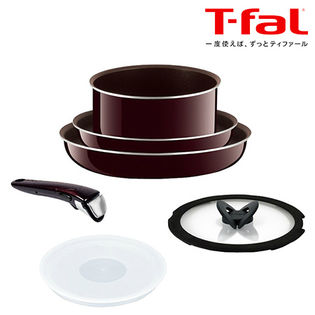 T-fal(ティファール)/インジニオ・ネオ マホガニー・プレミア セット6 チタン プレミア 5層コーティング(ガス火専用)取っ手のとれる T-fal/L63190