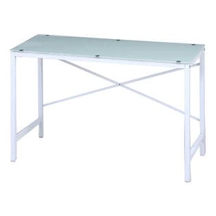 ワークデスク ガラス天板(幅110×奥行60×高さ73cm/ホワイト)
