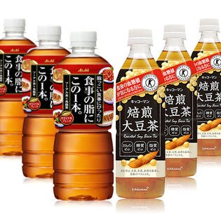 アサヒ 食事の脂にこの1本。 PET600ml / キッコーマン 焙煎大豆茶PET500ml