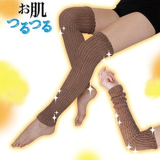 シルクレッグサポーター【太ももまわり25-50cm/胡桃色】