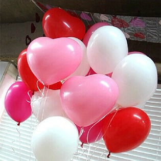 パーティグッズ ハート型バルーン/風船 3色セット 計約50個 / 1702190103 / 3色50個セット(レッド ピンク ホワイト)