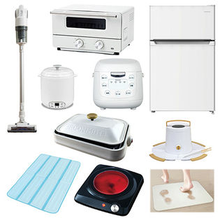 新生活応援！家電10点セット(90L 家庭用ノンフロン冷凍冷蔵庫  ホワイト/3WAY ホットプレート ホワイト/コンパクト炊飯ジャーなど)/SA-3