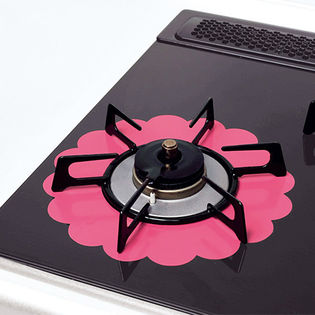 【2枚組】ガラストップガスコンロ用焼け焦げ汚れ防止シート 24cm　ピンク