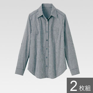 2枚組ベーシックカラーシャツ / 704220×2 / 黒ギンガム / M