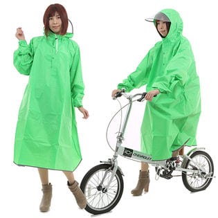 男女兼用 レインコート(ポンチョタイプ/袖つき) フリーサイズ/グリーン