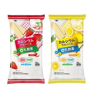 カルシウムウエハース＋ 乳酸菌イチゴ味／乳酸菌瀬戸内レモン味