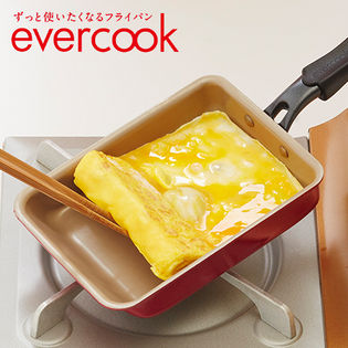 ドウシシャ/エバークック 卵焼きフライパン(IH対応/15×18cm)レッド/EFPTNRD　※1年保証付き