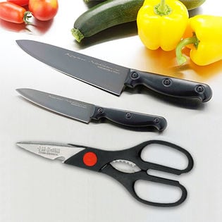 中村孝明/チタンコーティング包丁(万能包丁・ペティナイフ)＆ステンレスキッチンばさみセット