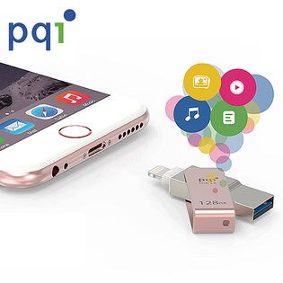 PQI/MFi認証 Lightningコネクタ搭載USBメモリ (ゴールド/32GB)/ICMINVGD-32
