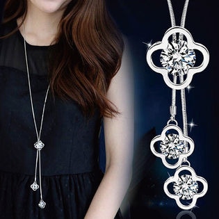 クリスタルクローバー ラリエットロングネックレス