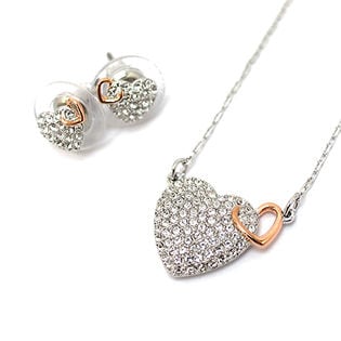 マルチ】SWAROVSKI(スワロフスキー) ダブルハート ネックレス&ピアス