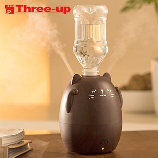 スリーアップ/うるおいにゃんこ ペットボトル加湿器 (木目調 ダークウッド)/HFT-1628DW