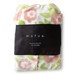 花柄ピンク]mofua プレミアムマイクロファイバー着る毛布 フード付