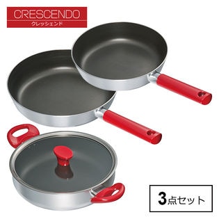 【20cm・26cm・両手鍋(浅型)24cm】クレッシェンド/フライパン鍋3点セット