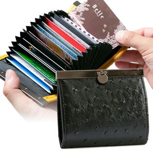 クロ オーストリッチ調がま口カードケースを税込 送料込でお試し サンプル百貨店 株式会社ファミリー ライフ