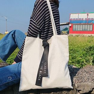 【ホワイト】CLASSYデザイン上品キャンバストートバッグ ri-bag-0103-conewt