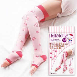 キティ リボン柄L むくみにキュッと着圧ニーハイソックスを税込・送料