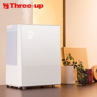 Three-up(スリーアップ)/湿度コントロール機能付 ハイブリッド加湿器 Square Mist(スクエアミスト) ホワイト/HFT-1725-WH