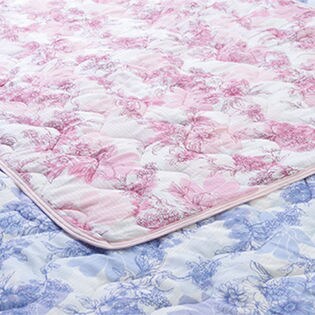 線描和花柄：ピンク]京都西川/布花詩 二重ガーゼ 敷きパッド (シングル