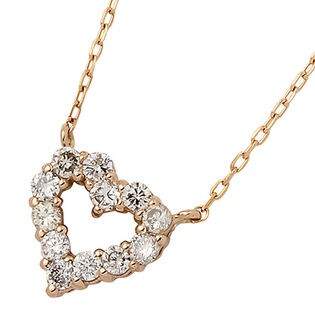 0.2ct/K18ピンクゴールド]ネックレス ハートデザイン/アズキチェーン 