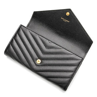 Saint Laurent】サンローラン 長財布 レザー ブラック×ゴールド金具  