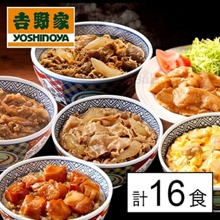 【6種計16食】吉野家バラエティセットA(牛丼の具・豚丼の具・牛焼肉丼の具・焼鶏丼の具・豚生姜焼き・親子丼の具)