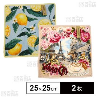 ＜LEMONS AND LEAVES(レモン)/RUE DE PARIS(ぺブル)＞フェイラーハンドタオル 25×25cm