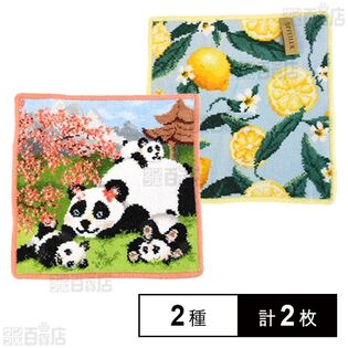 【LEMONS AND LEAVES(レモン)/MAMA BEAR(アプリコット)】フェイラーハンドタオル 25×25cm
