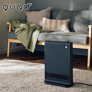 【ブラック】QUADS(クワッズ)/静音DCセラミックヒーター「サイレント ホット」(光る人感センサー/室温センサー)/QS687BK 