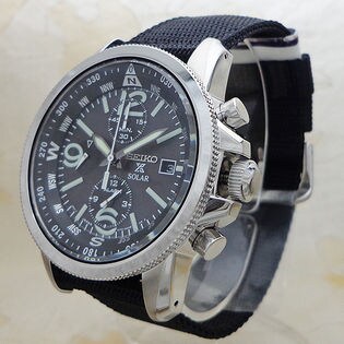 SEIKO腕時計日本製プロスペックソーラー クロノグラフ　アラーム機能付　ナイロンベルト【逆輸入品】