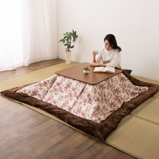 【アイボリー】ジャガード織りのあったかこたつ布団 正方形