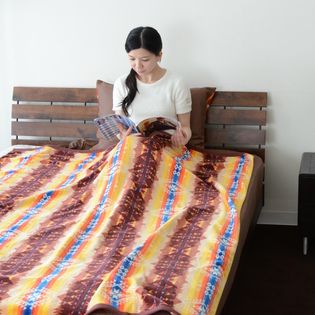 【オレンジ】吸水性抜群！厚手の綿100%タオルケット シングルサイズ