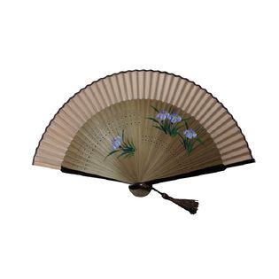 （手描あやめ）着物屋さんの高級シルク扇子。