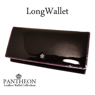 エナメル加工 本牛革 カラーステッチ 二つ折り長財布】メンズ クラウン