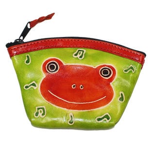 ヤンピー(山羊革)コインケース　カエル　ファスナータイプ　黄緑
