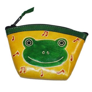 ヤンピー(山羊革)コインケース　カエル　ファスナータイプ　イエロー