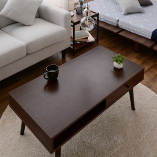 【ウォルナット】暮らしに馴染む収納便利な、しまうテーブル