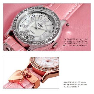 かわいいハートチャーム付き おまけの紙箱付【本革ベルト 