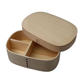 曲げわっぱ 弁当箱 かぶせ型丸み四角一段 ナチュラル