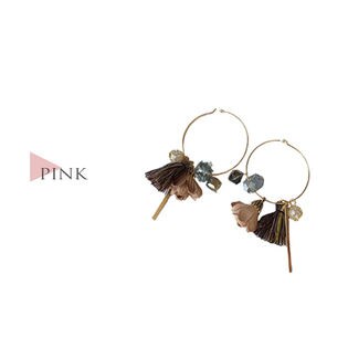 【100円クーポン対象】【ピンク】モチーフ付フープピアス