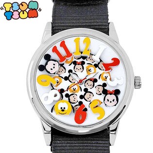 プリザーブドフラワー時計　ハンドメイド　ミッキー＆ミニー　ツムツム 紙箱付き【ツムツム ミッキー 腕時計】洗濯可能なベルト NATOタイプ