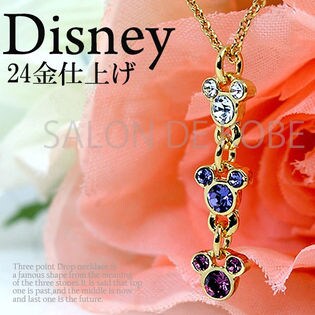 24金刻印付き【スワロフスキー トリプル ミッキー ネックレス 