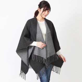 リバーシブル ポンチョ フリンジ ストール