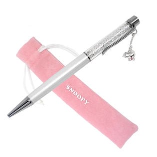 18金仕上げ ペン巾着付き スヌーピー  【スワロフスキー ボールペン】筆記用具 ホワイト