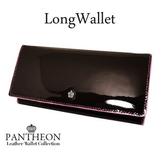 【エナメル加工 二つ折り長財布】メンズ 王冠 本牛革 本革 長財布 財布 カラーステッチ クラウン